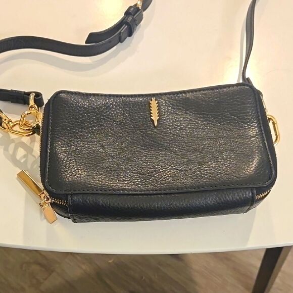 Thacker Black Leather Crossbody Bag - Picture 1 of 9